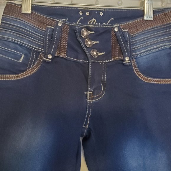 TUSH PUSH Jr. women dark wash stretch jeans size 1 - Picture 8 of 11